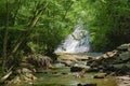 Two Swimmers at the Base of Cascades Falls, Giles County, Virginia, USA Royalty Free Stock Photo